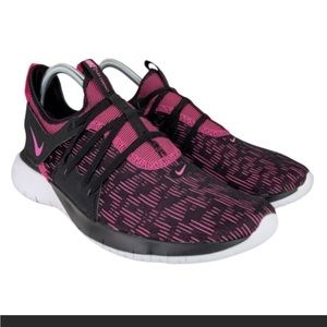 Nike Womens Flex Contact 3 AQ7488-002 Black Fuchsia Slip On Running Shoes Sz 9